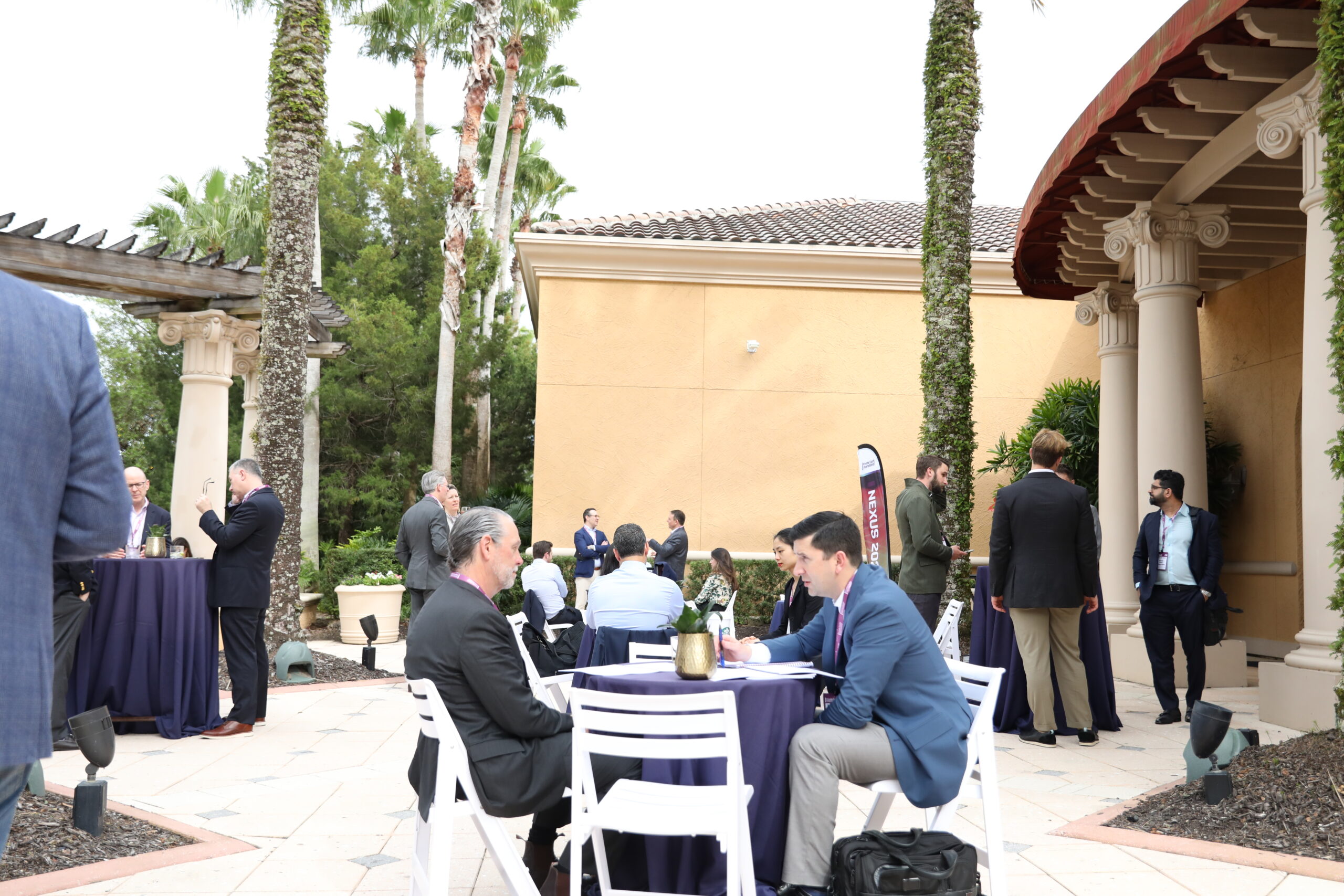 networking men under palm trees